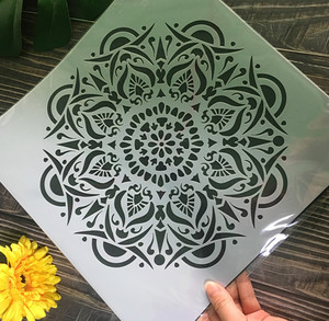 Mandala <span class=keywords><strong>plantillas</strong></span> (12x12 pulgadas) pintura de pared de madera muebles piso azulejos tela de vidrio reutilizable aerógrafo plantilla - Product Image 6