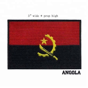 Alibaba proveedor de China al por mayor parches bordados Bandera de parche de Angola