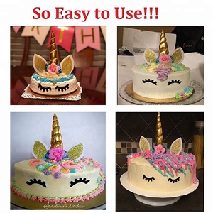 Decorazioni per il <span class=keywords><strong>Primo</strong></span> <span class=keywords><strong>Compleanno</strong></span>, Set di Topper per Torta Fatti a Mano con Unicorno Dorato, Decorazioni per Festa a Tema Unicorno per Baby Shower - Product Image 6