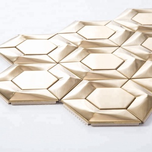 Tranh Khảm Kim Loại 3D Hình Lục Giác Vàng Kiểu Mới Phổ Biến Cho Tường Nhà Bếp - Product Image 4