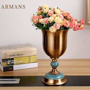 Commercio all'ingrosso di fiori di metallo blu vaso soffiato a mano di lusso per <span class=keywords><strong>la</strong></span> casa decorazione di cerimonia nuziale centrotavola - Product Image 5