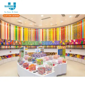 Muebles de decoración para tienda de dulces, expositor de dulces con diseño de tienda de dulces