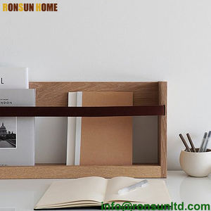 Moderno Portariviste in Legno, Libreria da Parete con Cinghia, Scaffale in Pino Personalizzato con Rivestimento in Pelle - Product Image 3