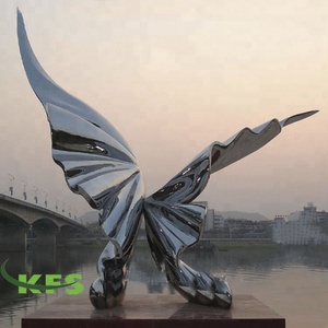 Design moderne 316 En Acier de Qualité Miroir Poli Rivière Côté Mis En Acier Inoxydable Grand Aigle Sculpture - Product Image 1