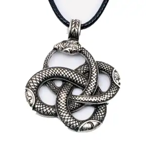 Norse Viking Snake Pendant Necklace Power Amulet Wild Talisman Necklace Men Gift Antique Jewelry