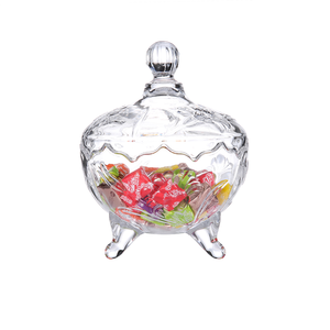 Wholesale Round Smooth Wedding Candy Box Gift Candy Glass <strong>Cookie</strong> <strong>Jar</strong> Bowl Glass Storage <strong>Jar</strong> - Product Image 1