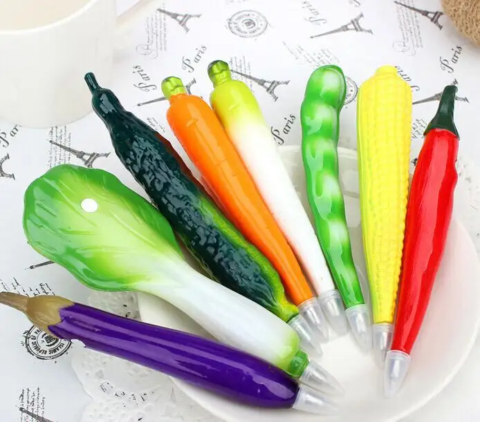 Novelty ball pen corn cucumber carrot eggplant chili vegetable shaped pen