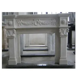 Alta qualidade curvo branco mármore lareira surround montar RST-FP-K032