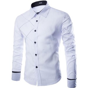 Camicie Formali Slim <span class=keywords><strong>da</strong></span> <span class=keywords><strong>Uomo</strong></span>, Camicia in Cotone a Maniche Lunghe con Motivo Camouflage, Abbigliamento <span class=keywords><strong>da</strong></span> Lavoro <span class=keywords><strong>Casual</strong></span>, Taglie Grandi M-3XL E1413 - Product Image 4