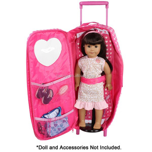 Valise à roulettes pour poupée American Girl <span class=keywords><strong>de</strong></span> 18 pouces avec <span class=keywords><strong>lit</strong></span> pliable et accessoires, en polyester, meubles pour poupées, jouets - Product Image 4