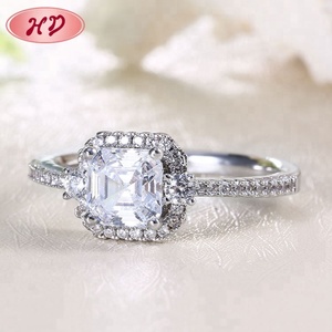 Anillo de compromiso de diamante de ajuste de diente radiante de joyería de oro blanco de moda - Product Image 4