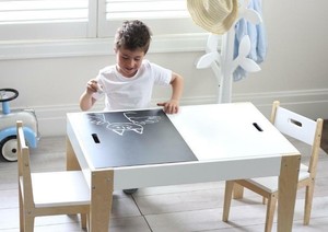 Đồ Nội Thất Học Tập Vui Chơi Hoạt Động Cho Trẻ Em Hiện Đại Bộ Bàn Và Ghế Đựng Đồ Đa Năng Bằng Gỗ Cho Trẻ Em Với Bảng Đen Và Bảng Trắng - Product Image 4