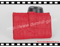 Magsafe Merah Buaya Kulit Dompet untuk Wanita Desain Klasik Ukuran Pendek Tiga Lipat Dompet