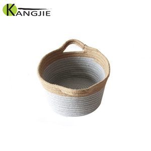 Umwelt freundlicher Jute-und Baumwoll seil Großer Aufbewahrung skorb mit Ohr griff Kunden spezifische Farben Designs, Abmessungen Zubehör - Product Image 1