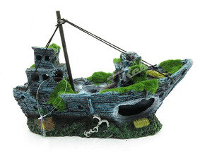 Aquarium Ornement Navire Coulé de Poissons De Bateau Épave Réservoir Voile Décor Grotte Naufrage - Product Image 6