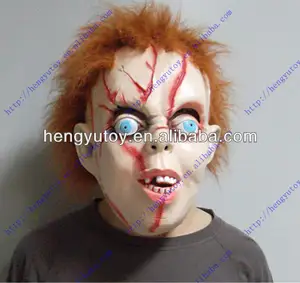 Halloween Cosplay Kostum Lateks Chucky Boneka Kepala Masker