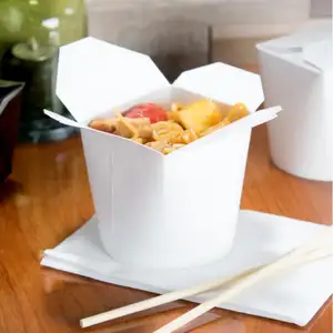 16 온스 화이트 종이 국수 상자 샐러드 파스타 Wok 일회용 shawarma doner 상자 710 ml doner 상자 로고