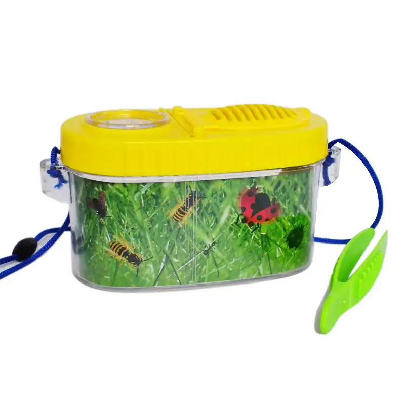 STEM SPEELGOED ABS Bug Insect Viewer Vergrootglas Doos/Clip en Hals Lanyard Tuin educatief Speelgoed voor Kid