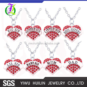 A700033 cristal del corazón Grande Medio Pequeño Lil sis Bebé Mamá Papá hermanas del <span class=keywords><strong>Alma</strong></span> familiar conjuntos de collar - Product Image 3