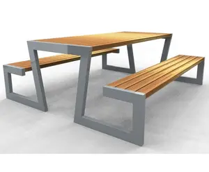 Mesa de Picnic de madera para exteriores, muebles de jardín comercial, Bistro, mesa de acampada y sillas para Patio exterior, mesa de cerveza wpc