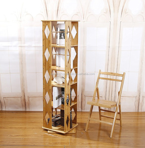 Bamboo 5 Tiers Revolving Libreria con 5 Regolabile Multiuso Libro Scaffali - Product Image 3