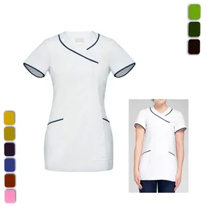 Uniforme de Enfermería de diseño de moda, Túnica, uniforme de enfermera, vestido blanco