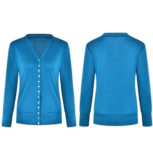 Cardigan da <span class=keywords><strong>Donna</strong></span> con Scollo a V e Bottoni, Maglione Lavorato a Maglia a Maniche Lunghe, Morbido e Basico A396 - Product Image 3