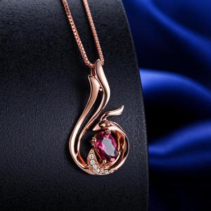 Phoenix Pendant <strong>Ruby</strong> Inlayed Clavicle <strong>Necklace</strong> for Women - Product Image 3