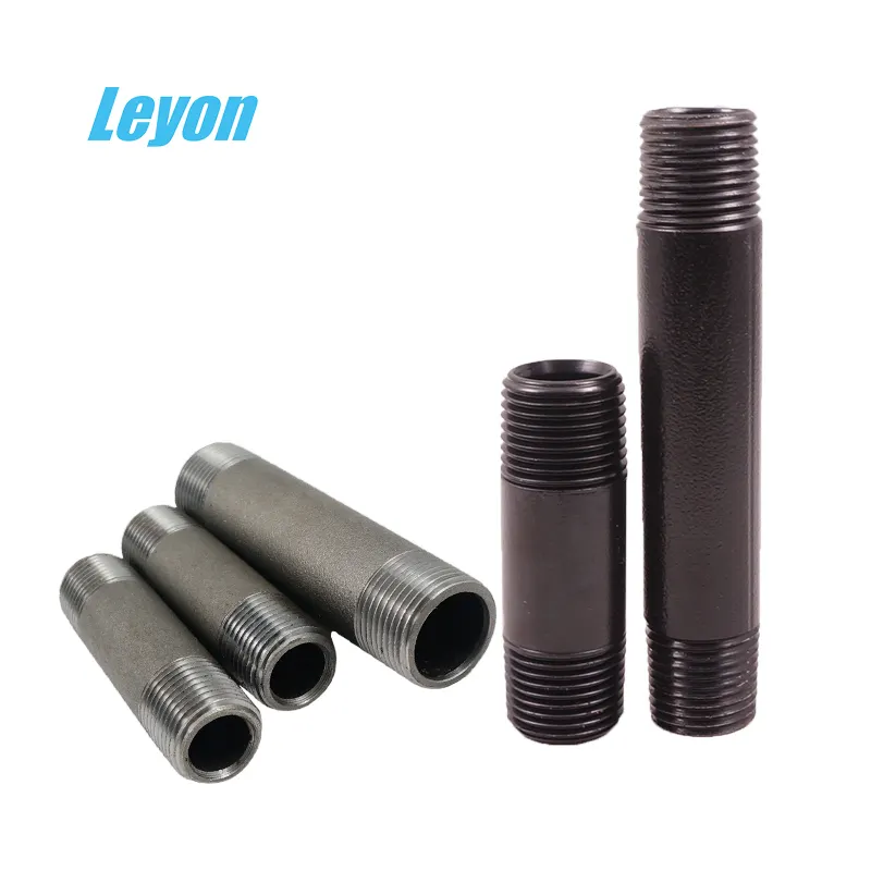 Carbon steel hydraulic barrel nipples BSP NPT male thread galvanized steel long or short black iron pipe nipple