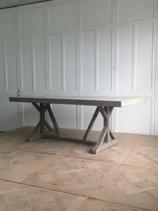 家具を拡張素朴なコンクリートトップ木製ダイニングテーブル