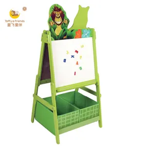 Toffy & Friends Kids Tranh Vẽ Bằng Gỗ Giá Vẽ Bảng Đen Với Thùng Lưu Trữ Trong Thiết Kế Rừng Rậm