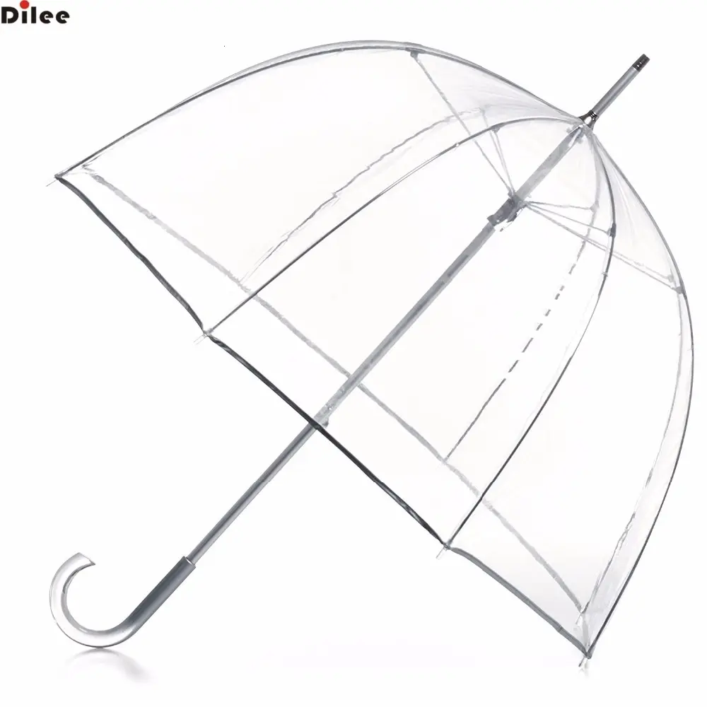 Lungo bastone cupola trasparente chiaro POE PVC di plastica ombrello per la pioggia