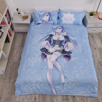 Parure de lit 4 pièces en flanelle 100 % polyester de qualité supérieure, imprimée diagonale style anime japonais, 200 fils, personnalisable et confortable, vente en gros