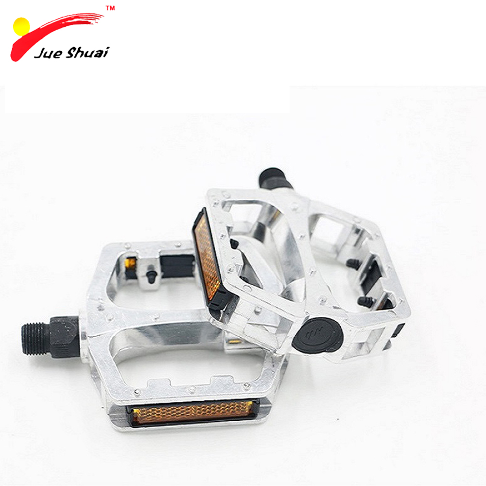 Велосипедные педали Rockbros из алюминиевого сплава, серебристые, 9/16 дюйма, с желтым отражателем