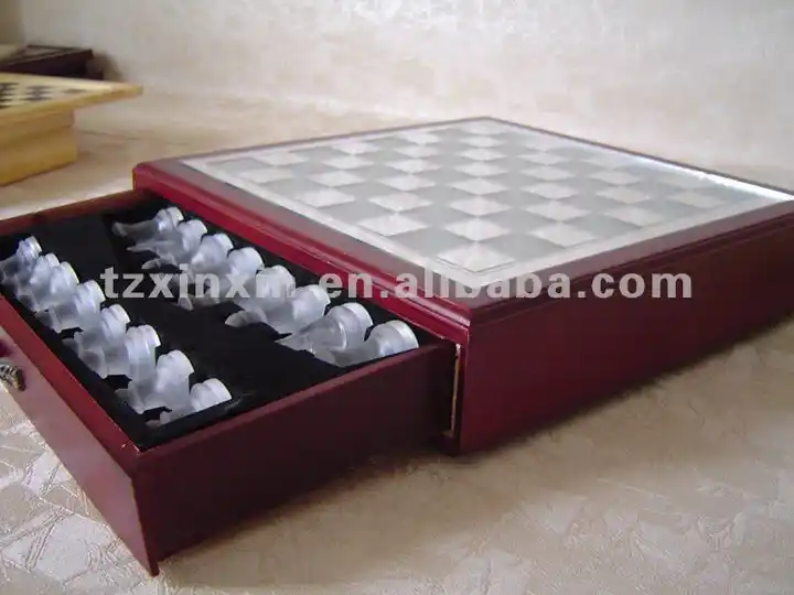 Caixa de xadrez internacional de madeira, estilete de madeira de