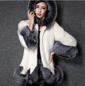 Femmes Blanc <span class=keywords><strong>Noir</strong></span> Plus Size Faux Mink Fur Coat & Parka Coat Jacket With Hood Xxxxxl - Product Image 1