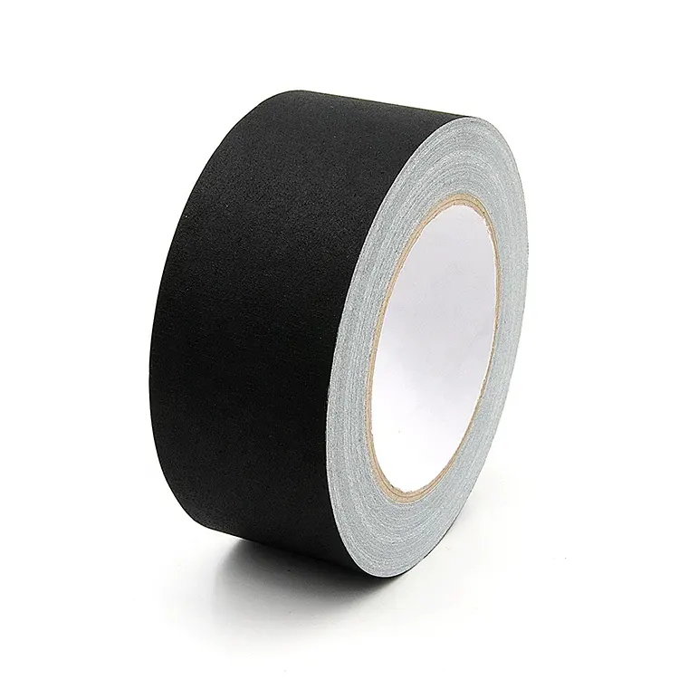 Gaffers en tissu imprimé noir mat Gaffer ruban adhésif robuste 30 mètres pour l'industrie du film photographique avec échantillon gratuit