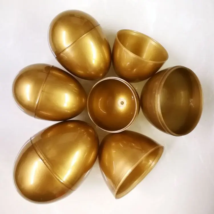 Boules à capsules dorées en plastique, ouvertes, en forme d'œuf, creuses, pour tiber