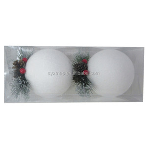 10cm White Snow Foam Christmas Ball decorazione natalizia per interni natale Metal SY Xmas serigrafia 1 colore - Product Image 1