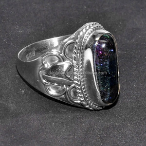 แหวนพลอยทรายสีฟ้าแท้สี925แหวนเงินสเตอร์ลิงสำหรับผู้หญิงของขวัญแต่งงานคริสต์มาสทำด้วยมือแฟชั่น - Product Image 2