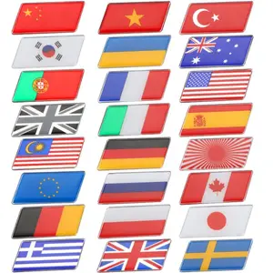 Wholesale metal auto car tail badge all kinds of country flag aluminum emblem
