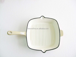 Trắng men gang Chảo Fry Pan vỉ nướng vuông - Product Image 2