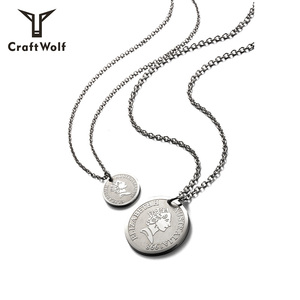 Craft Wolf joyería de moda Oro plata Mujeres Hombres Elizabeth <span class=keywords><strong>Avatar</strong></span> Acero inoxidable Cadena de monedas en relieve Collar ecológico - Product Image 3