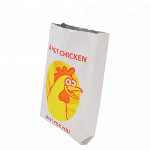 Reusable bags Hot Chicken Bread Food Pack Printed Aluminum Foil Lined square bottom paper bag