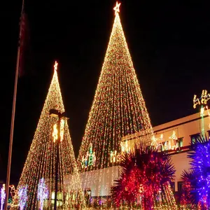 Outdoor Komersial Natal Menampilkan Raksasa Tiang Bendera LED Lampu Pohon Natal Patung untuk Pusat Perbelanjaan Dekorasi
