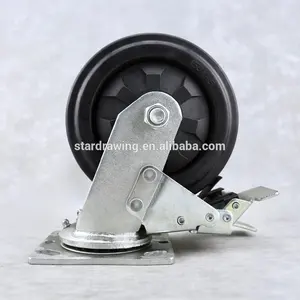 Ss roda de carrinho com fechamento, rotação giratória resistente de borracha de 6 polegadas, fabricante da roda resistente da china