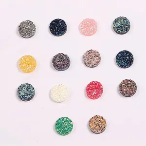 100 unids/pack de la joyería de DIY las aduanas plana al por mayor diámetro (1/3 ") 8mm imitación Druzy cabujón resina