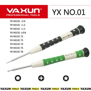 YAXUN YX-NO.01 solo destornillador para móvil reparación T2... T3... T4... T5... T6 + 1,5 Pentalobe0.8 destornillador para IPHONE SAMSUNG HUAWEI