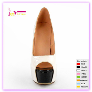 de China peep toe blanco vestido de lujo plataforma mujeres tacones altos grandes damas de gran tamaño de moda bombas - Product Image 3