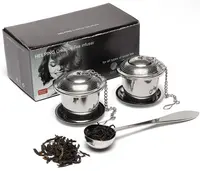 2 Pcs ठीक जाल स्टेनलेस स्टील चाय Infuser चाय का झरनी चाय स्कूप के साथ सेट